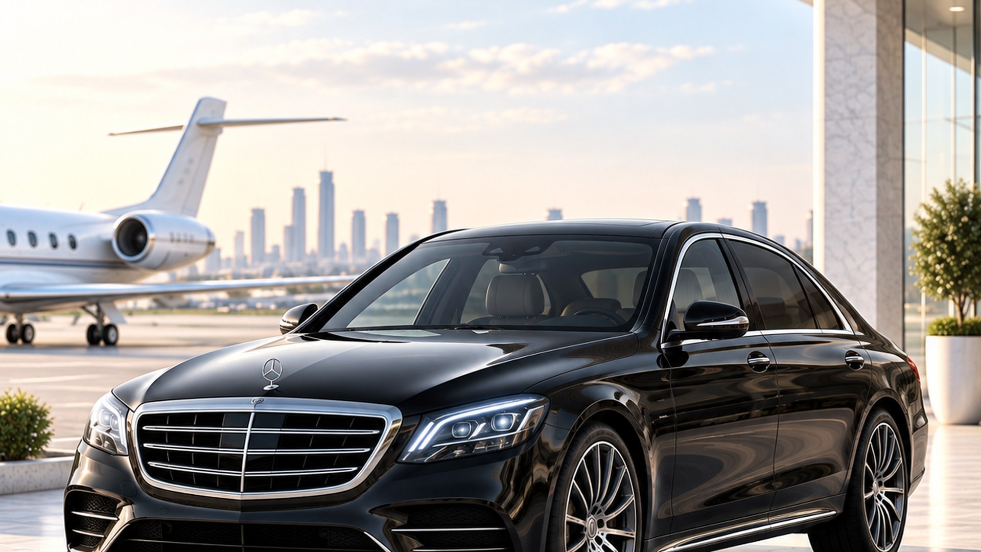 Racv chauffeur melbourne - First Class Mercedes S-Class chauffeur car parked outside prestige club entrance